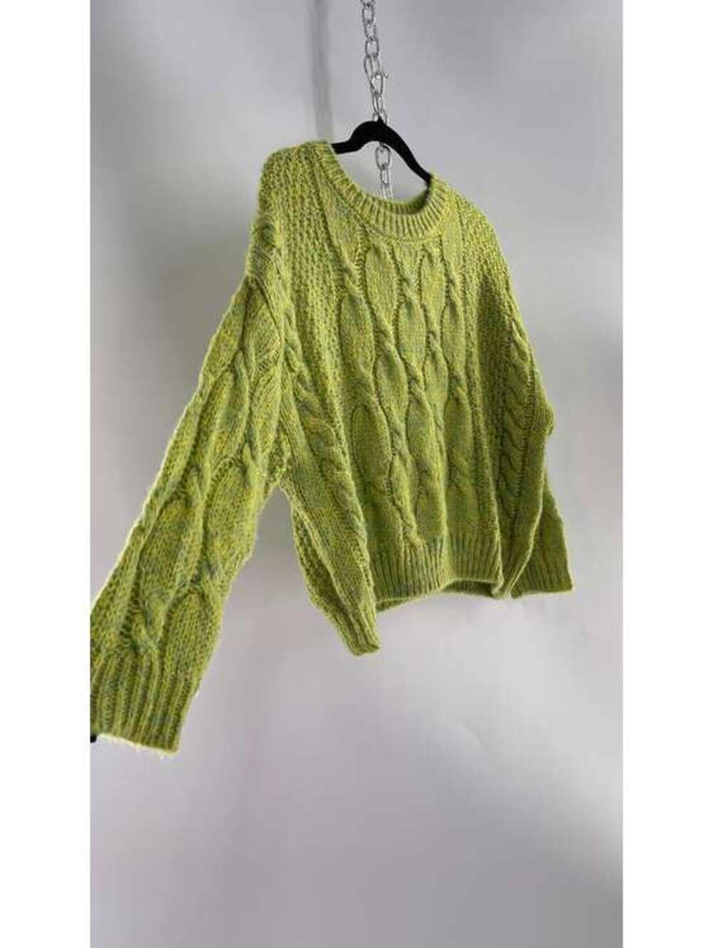 JOA Lime Green/Yellow Cableknit Sweater (S)